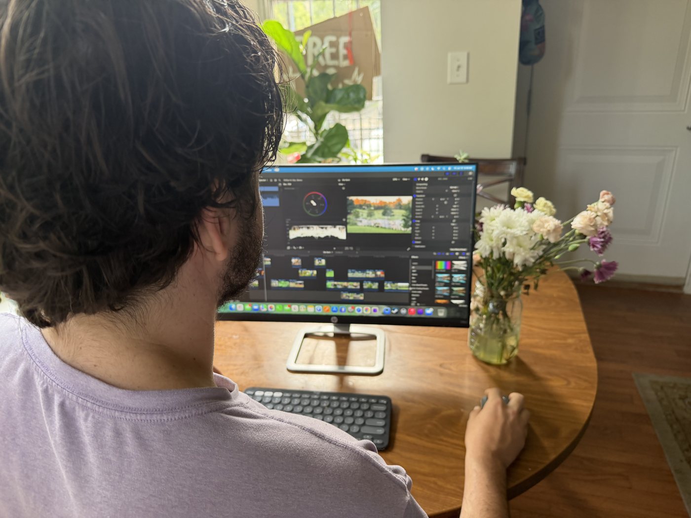 Walt editing at his workstation